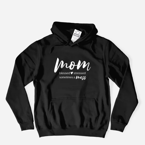 Mom, Blessed, Stressed Large Size Hoodie