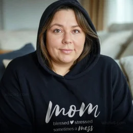 Mom, Blessed, Stressed Large Size Hoodie