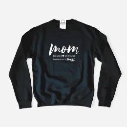 Sweatshirt Tamanho Grande Mom, Blessed, Stressed
