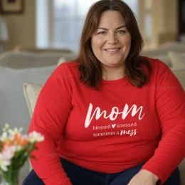 Mom, Blessed, Stressed Large Size Long Sleeve Tshirt