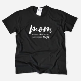 Mom, Blessed, Stressed Large Size T-shirt