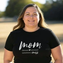 Mom, Blessed, Stressed Large Size T-shirt