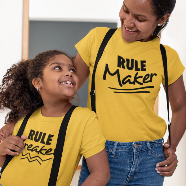 Conjunto de T-shirts Mãe e Filha Rule Maker Rule Breaker