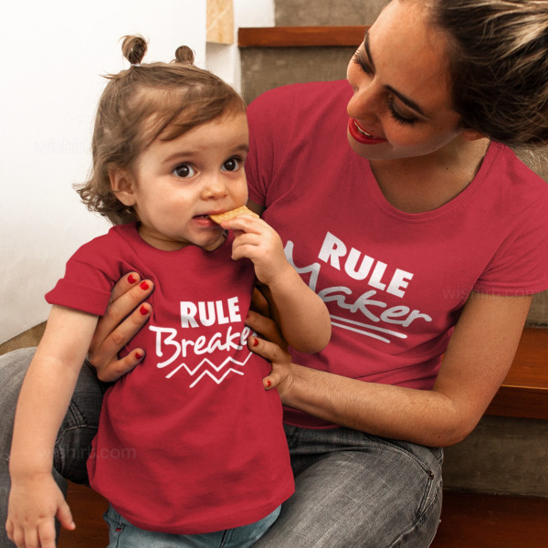 Conjunto de T-shirts Mãe e Filha Rule Maker Rule Breaker