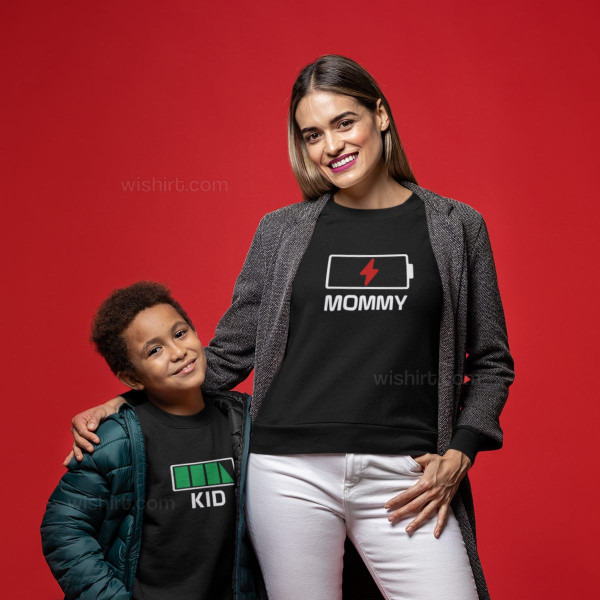 Conjunto Sweatshirts Mãe e Filho Bateria Palavra Editável