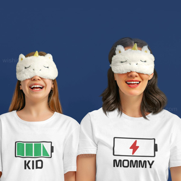 Mother and Child T-shirt Set Battery and Personalizable Word
