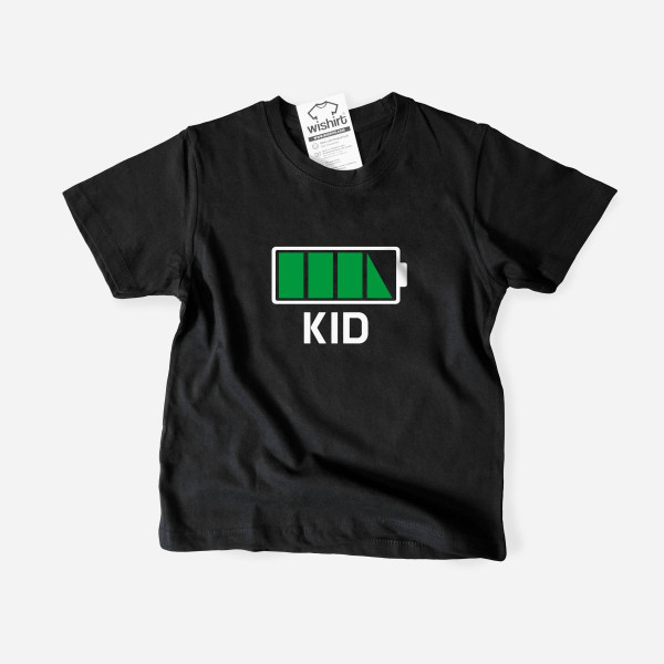 T-shirt Bateria Cheia Palavra Personalizável para Criança