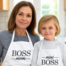 Conjunto de Aventais para Mãe e Filha Boss Mom e Mini Boss