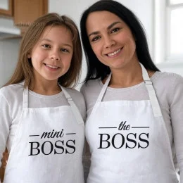 Conjunto de Aventais para Mãe e Filha Boss Mom e Mini Boss