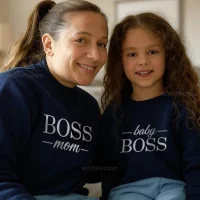 Conjunto Sweatshirts para Mãe e Filha Boss Mom e Mini Boss