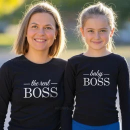 Pack Tshirts Manga Comprida Mãe e Filho Boss Mom e Mini Boss