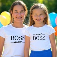 Conjunto de T-shirts para Mãe e Filha Boss Mom e Mini Boss