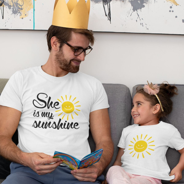 Conjunto T-shirts a Combinar Pai e Filha You are my Sunshine