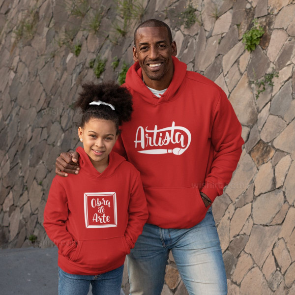 Conjunto Sweatshirts Capuz Pai e Filha Artista Obra de Arte