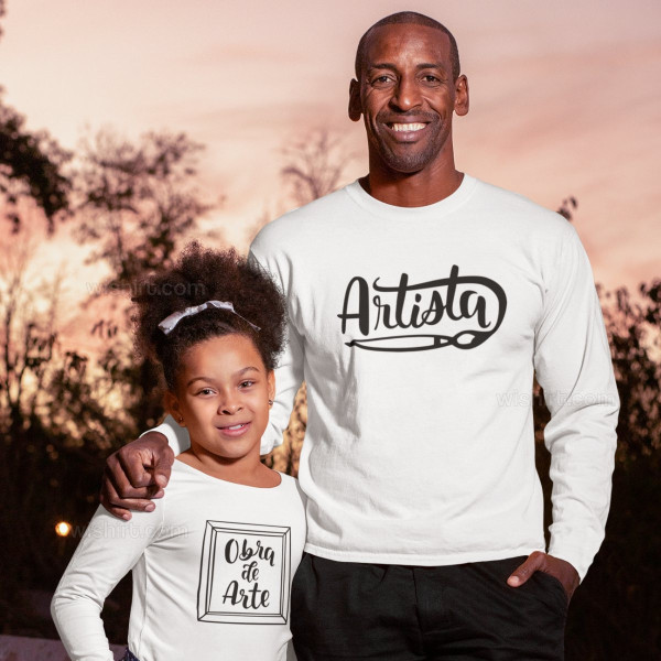 Dad and Daughter Long Sleeve Tshirt Set Artista Obra de Arte