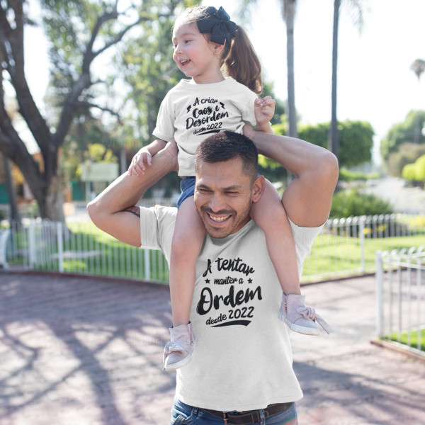 Conjunto T-shirts Pai e Filho Caos e Desordem Ano Editável