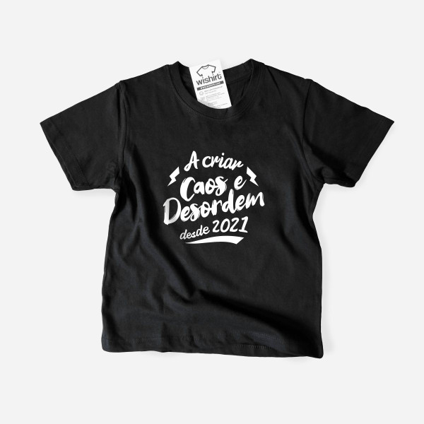 T-shirt Caos e Desordem para Criança - Ano Personalizável