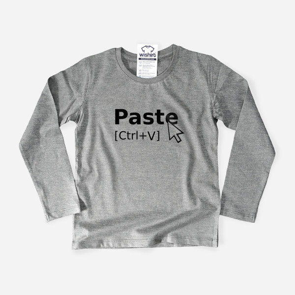 T-shirt Manga Comprida Paste Ctrl+V para Criança