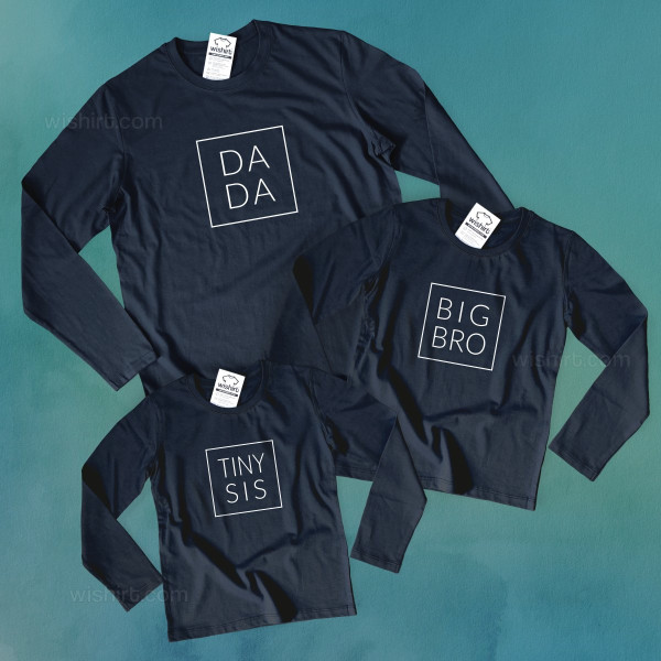 Matching Long Sleeve T-shirt Set DADA - BIG BRO - TINY SIS