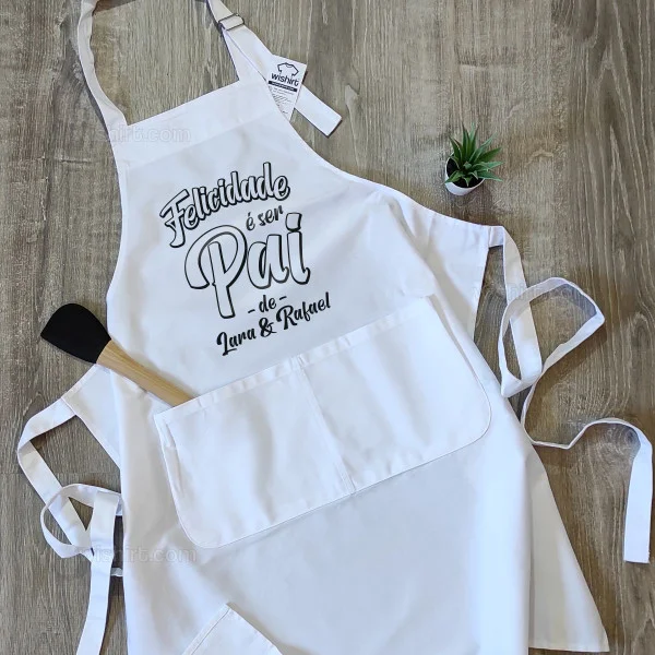 Felicidade é ser Pai Apron - Custom Kids Name Felicidade é ser Pai Apron - Custom Kids Name