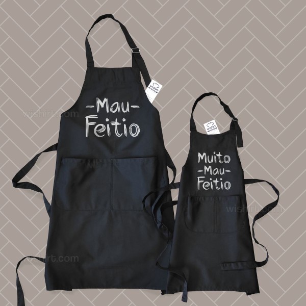 Conjunto de Aventais Mau Feitio para Pai e Filha