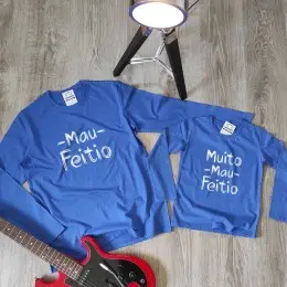 Conjunto T-shirts Manga Comprida Mau Feitio para Pai e Filho