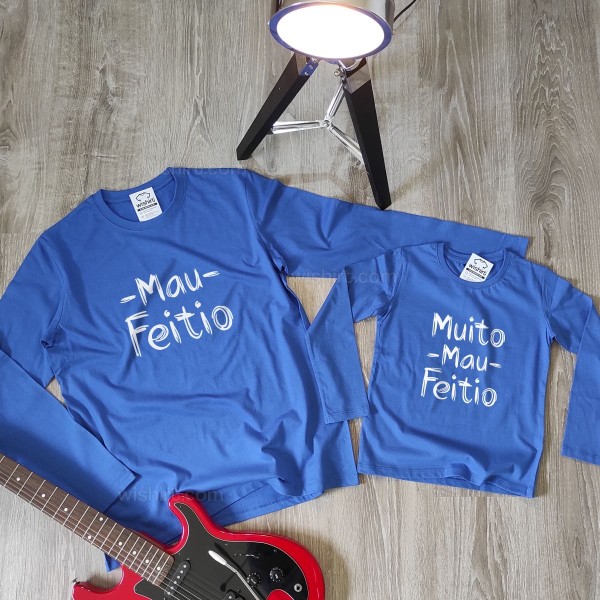 Conjunto T-shirts Manga Comprida Mau Feitio para Pai e Filho