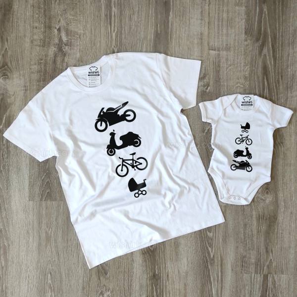Matching T-shirt Set Father and Son Motorbike Scooter