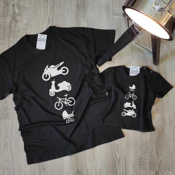 T-shirt Carrinho de Bebé Bicicleta Scooter Mota