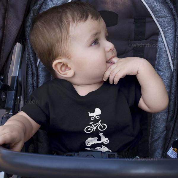 T-shirt Carrinho de Bebé Bicicleta Scooter Mota