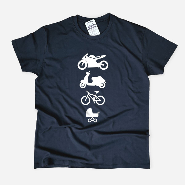T-shirt Tamanho Grande Mota Scooter Bicicleta Carrinho Bebé
