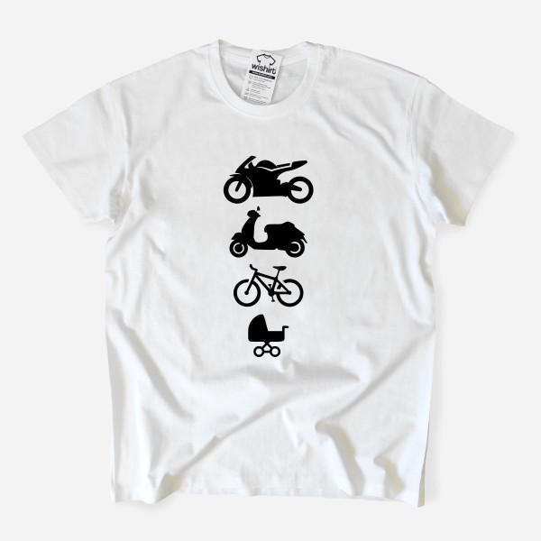 T-shirt Mota Scooter Bicicleta Carrinho de Bebé Homem