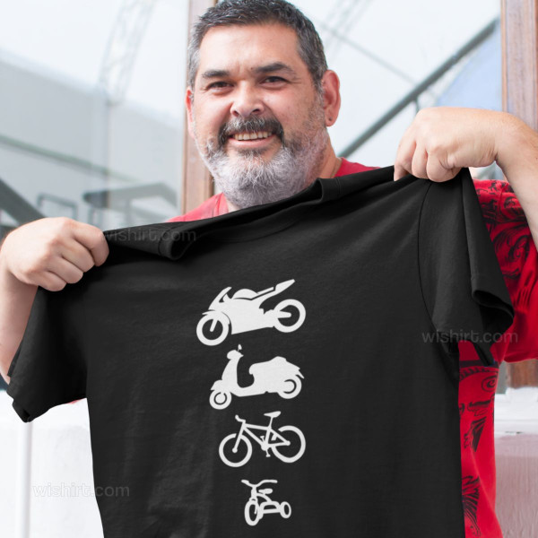 T-shirt Tamanho Grande Mota Scooter Bicicleta Triciclo