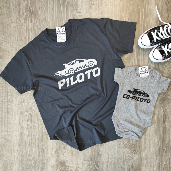 T-shirts a Combinar Pai e Filho Piloto Co-piloto de Carros