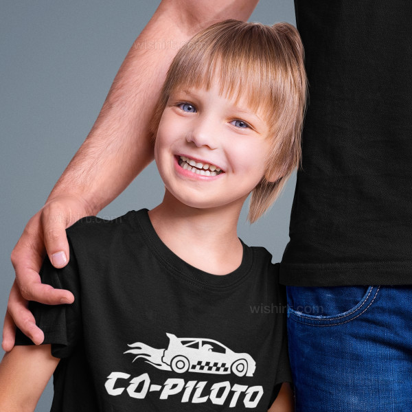 Matching Father and Son Piloto Co-piloto Carros T-shirt Set