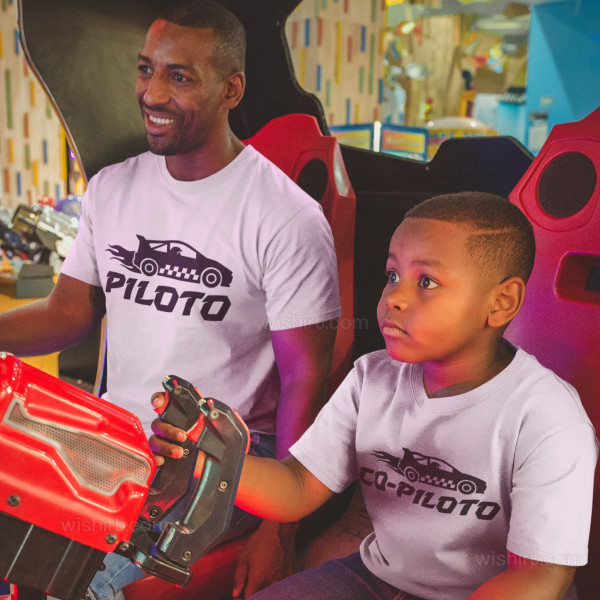 Matching Father and Son Piloto Co-piloto Carros T-shirt Set