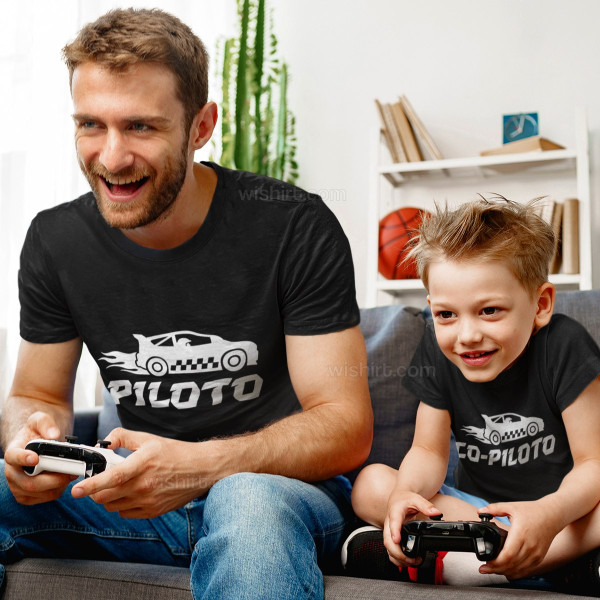 T-shirts a Combinar Pai e Filho Piloto Co-piloto de Carros