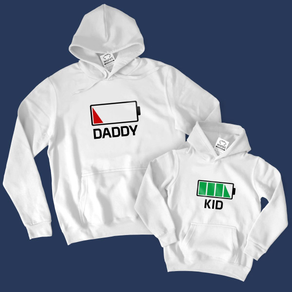 Father and Child Hoodie Set Battery and Custom Word