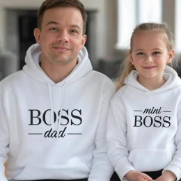 Sweatshirts com Capuz para Pai e Filha Boss Dad e Mini Boss
