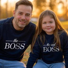 Conjunto de Sweatshirts Pai e Filha Boss Dad e Mini Boss