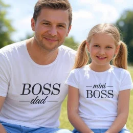 Conjunto de T-shirts Pai e Filha Boss Dad e Mini Boss