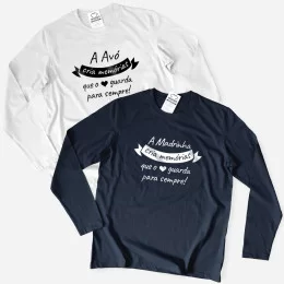 T-shirt Manga Comprida Tamanho Grande A Mãe Cria Memórias