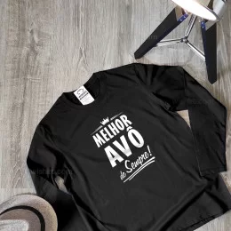 T-shirt Manga Comprida Tamanho Grande Melhor Avô de Sempre