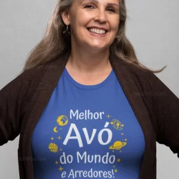 T-shirt Manga Comprida Melhor Avó do Mundo e Arredores