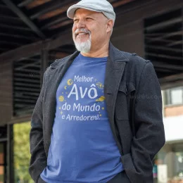 T-shirt Manga Comprida Melhor Avô do Mundo e Arredores