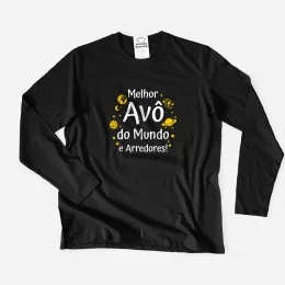 T-shirt Manga Comprida Tamanho Grande Melhor Avô do Mundo