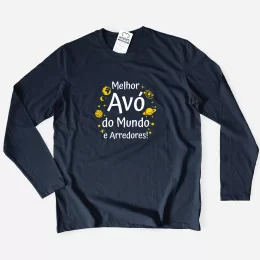 T-shirt Manga Comprida Tamanho Grande Melhor Avó do Mundo