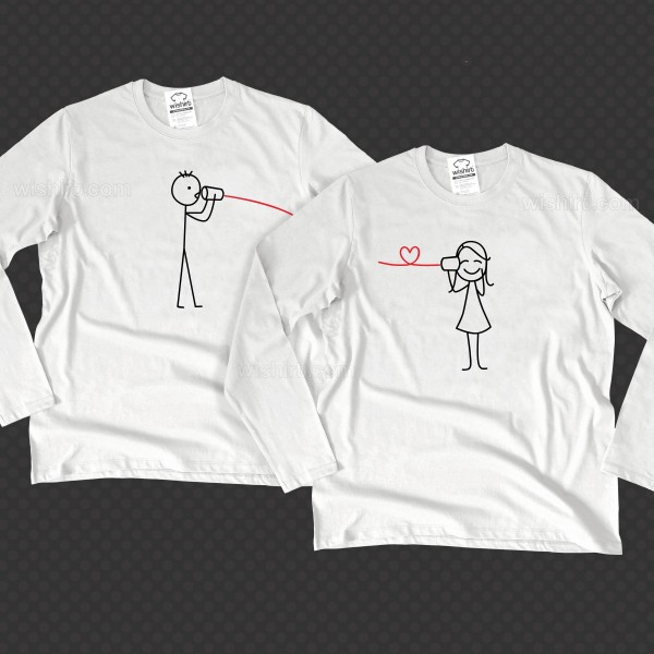 T-shirts Manga Comprida a Combinar Namorados Say You Love Me