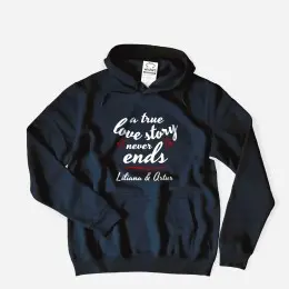 True Love Story with Customizable Names Plus Size Hoodie
