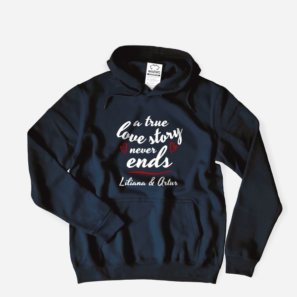 Sweatshirt Capuz Plus Size True Love Story Nomes Editáveis
